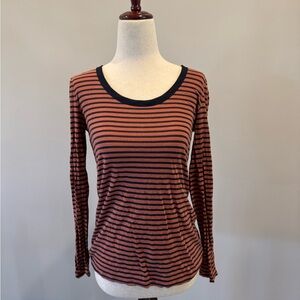 Gap Striped Long Sleeve Top - Navy and Orange